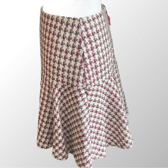 Anthropologie Maeve Bobbie Pink Plaid Flounced‎ Mini Skirt in Size 6 - Picture 3 of 12